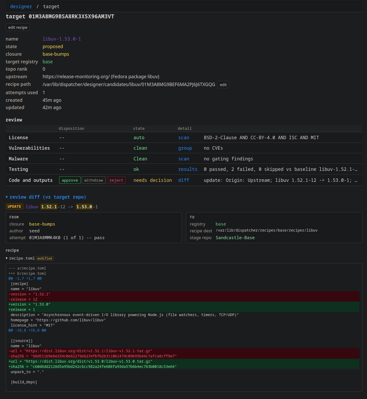 A review diff for a libuv update