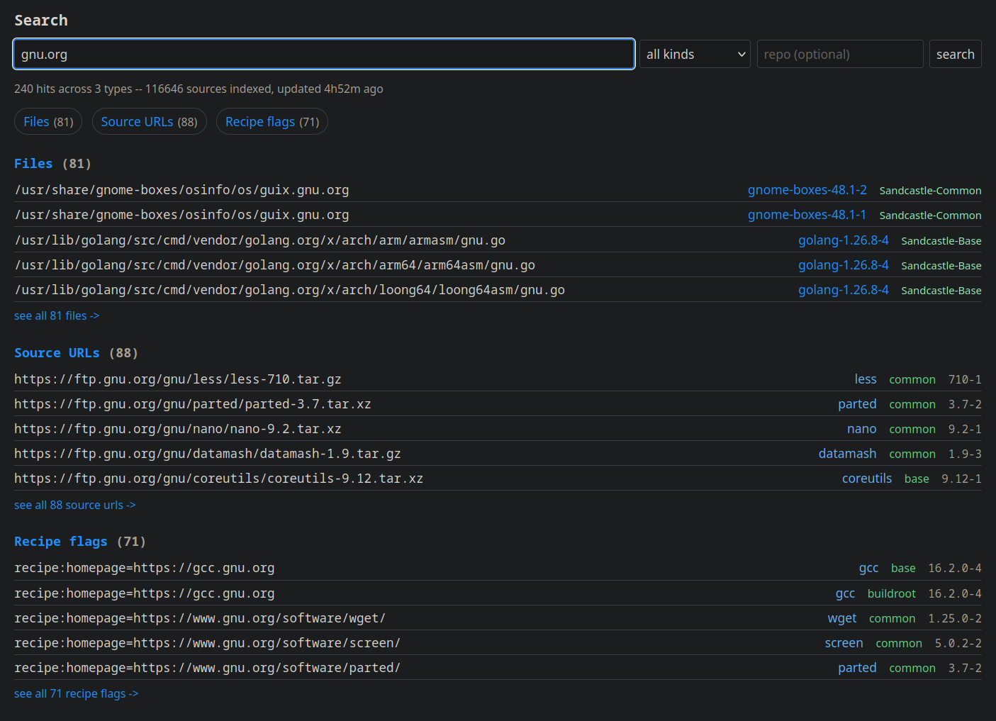 You can search in all fields or specific ones