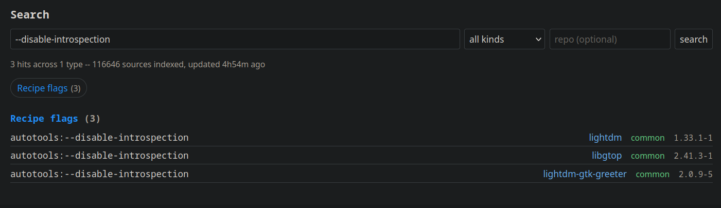 You can straight up search for configure flags